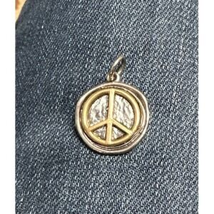 Sterling Silver & Brass  WAXING POETIC Hippie Peace Sign Wax Seal Bracelet Charm